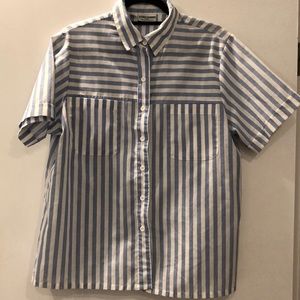 VINTAGE blue and white stripe button up